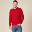 Pull manches longues col rond rouge fonc&eacute; homme