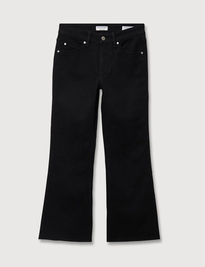 Jeans bootcut cropped taille bascul&eacute;e denim noir femme