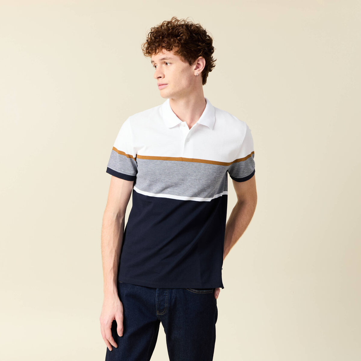 Polo manches courtes blanc homme