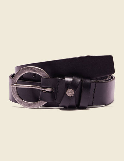 Ceinture en cuir noir femme