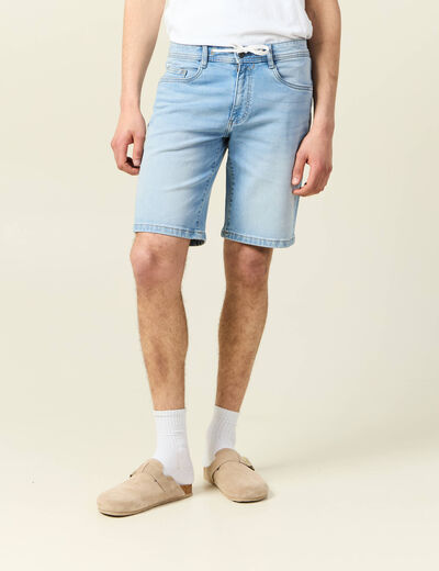 Bermuda confort ultra stretch denim bleach homme