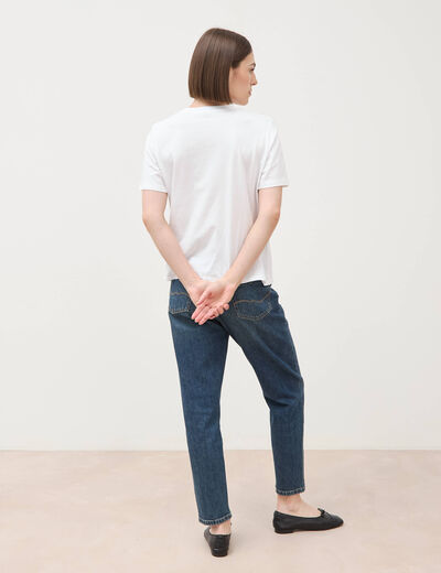 T-shirt droit col rond manches courtes blanc femme