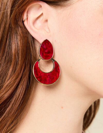 Boucles d'oreilles bordeaux femme