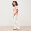 T-shirt droit col rond manches courtes rose saumon femme
