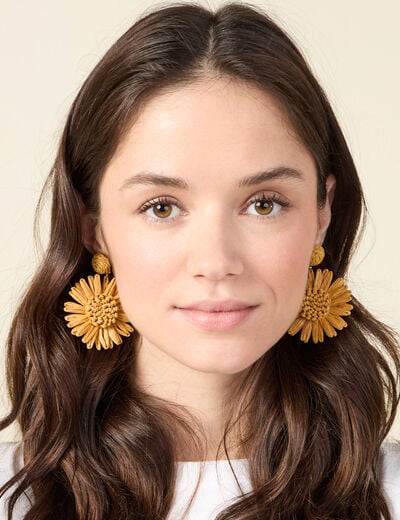 Boucles d'oreilles pendantes jaune femme