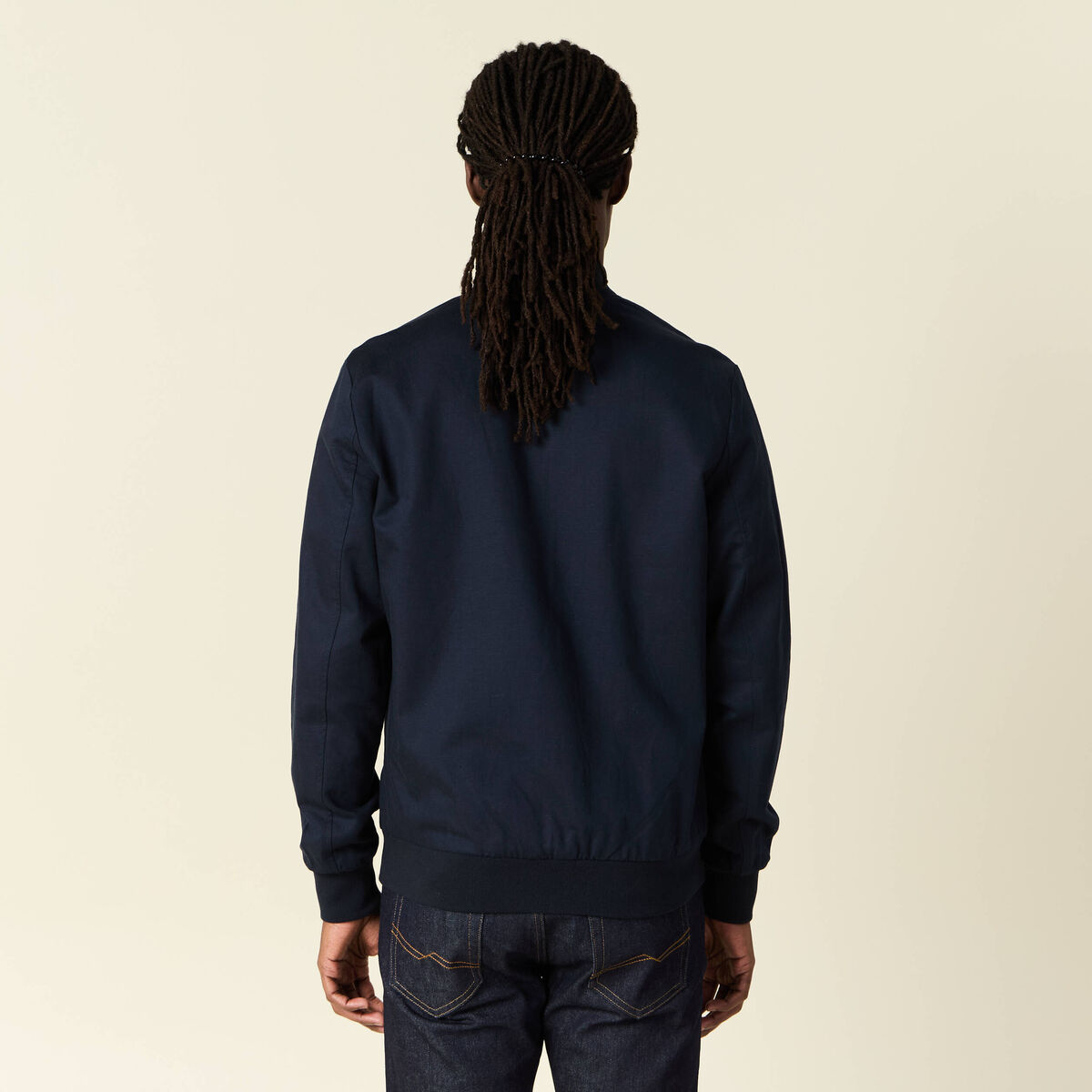 Blouson zippé col teddy bleu marine homme