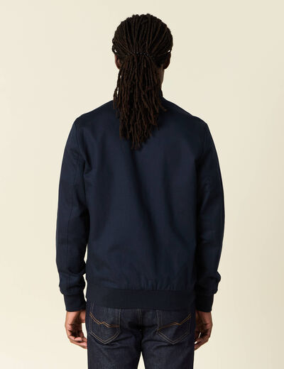 Blouson zippé col teddy bleu marine homme