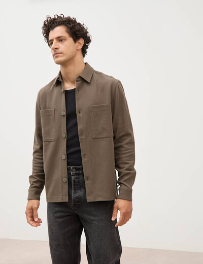 Surchemise manches longues taupe homme