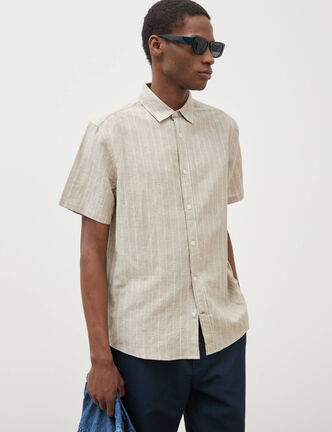 Chemise manches courtes vert kaki homme
