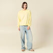 Sweat droit court manches longues jaune pastel femme