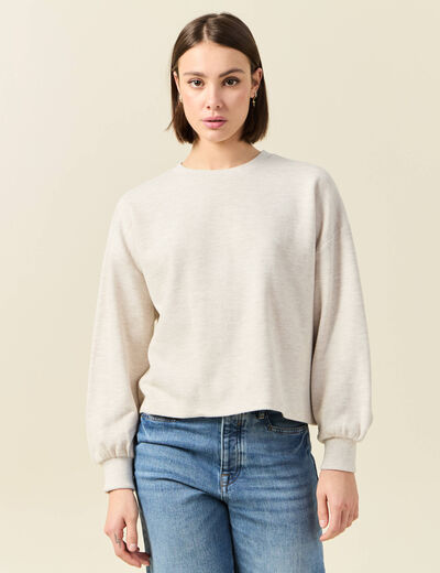 Sweat manches longues oversize creme femme