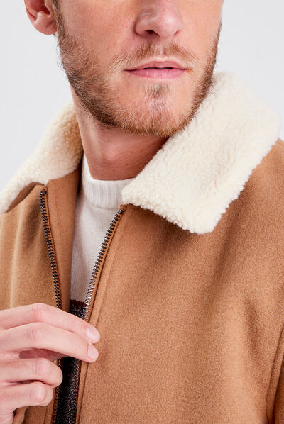 Blouson droit zippé vert kaki homme