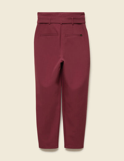 Pantalon carotte taille haute bordeaux femme