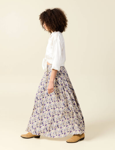 Jupe longue évasée taille standard bleu femme