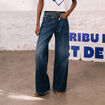 Jeans loose taille haute en coton denim stone femme