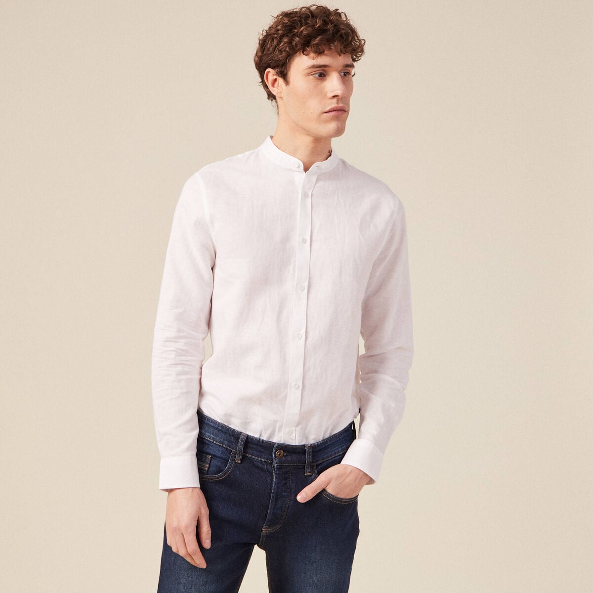 Chemise manches longues blanc homme