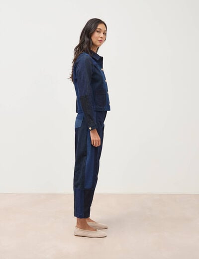 Veste droite en jeans manches longues denim stone femme