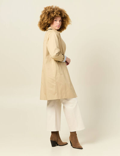 Trench long doublé beige femme