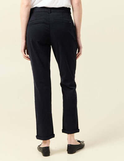 Pantalon chino cigarette bleu foncé femme