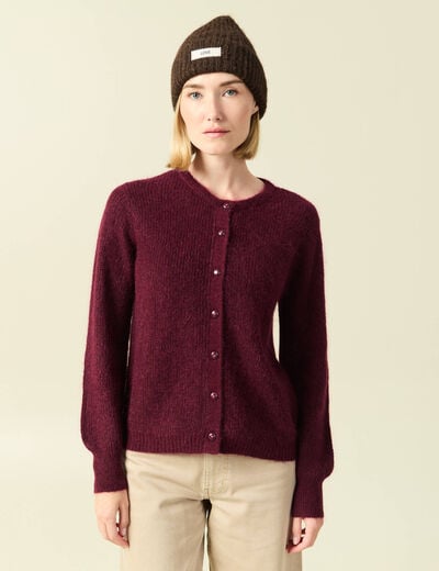 Gilet manches longues bordeaux femme