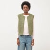 Gilet droit sans manches col rond vert kaki femme