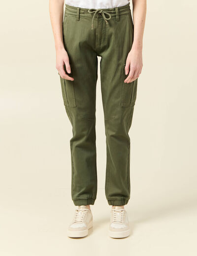 Pantalon cargo battle 7/8ème vert kaki femme