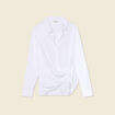Chemise manches longues nouée blanc femme