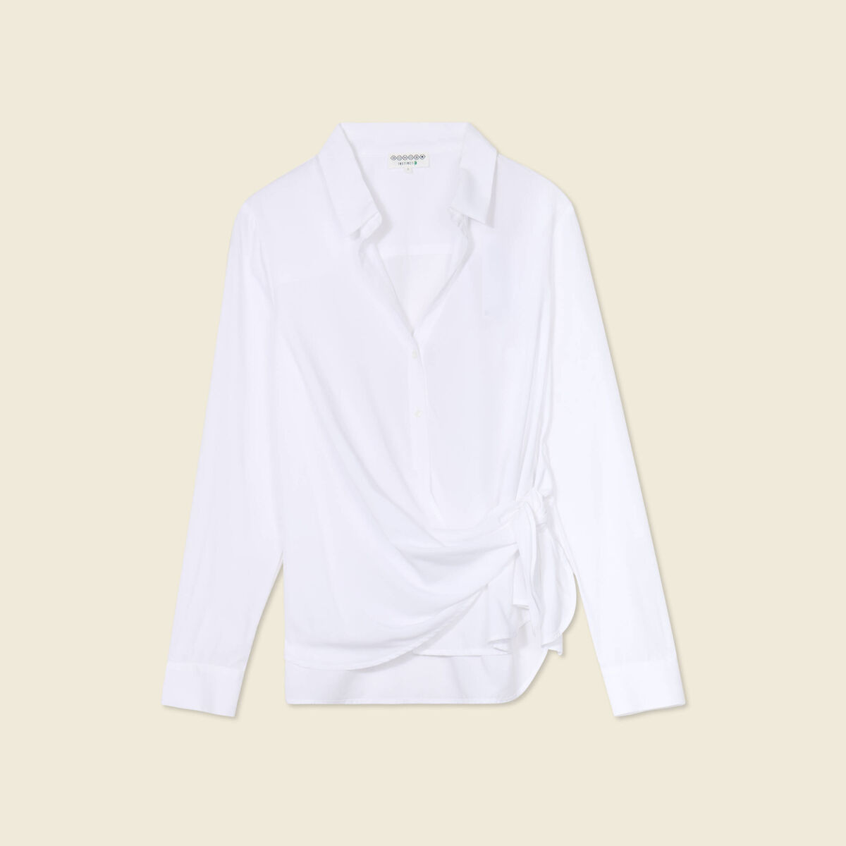 Chemise manches longues nouée blanc femme