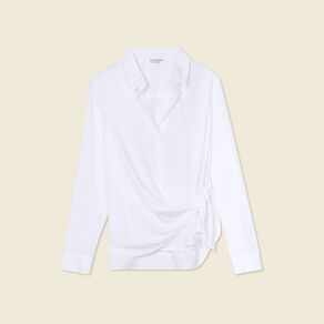 Chemise manches longues nouée blanc femme