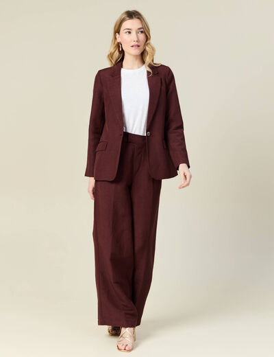 Veste blazer manches longues bordeaux femme