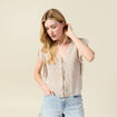 Blouse manches courtes nouée blanc femme
