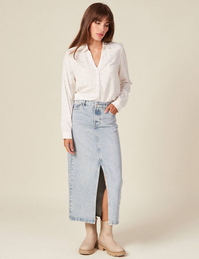 Chemise manches longues ecru femme