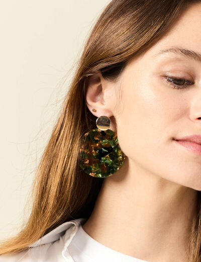 Boucles d'oreilles pendantes marron foncé femme