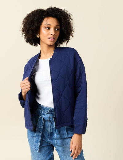 Gilet matelassé bleu foncé femme