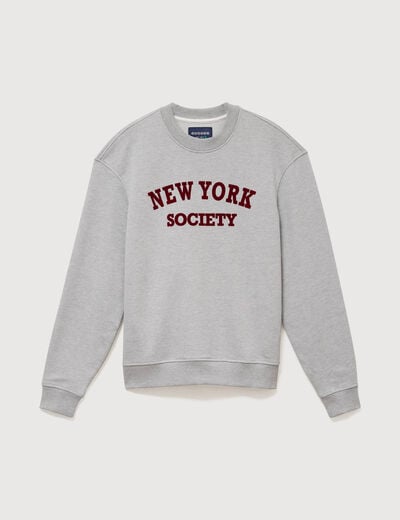 Sweat droit col rond manches longues gris clair homme