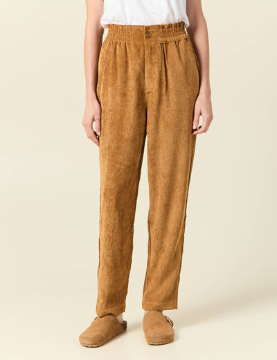 Tregging velours 7/8ème beige femme
