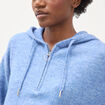 Pull &agrave; capuche zipp&eacute; bleu ciel femme