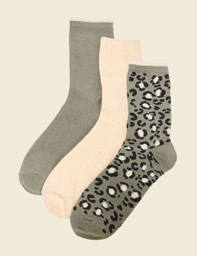 Lot 3 paires chaussettes vert kaki femme