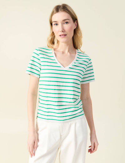 T-shirt manches courtes vert turquoise femme