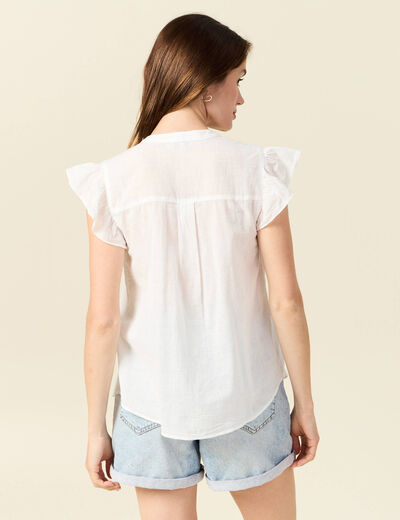 Chemise manches courtes ecru femme