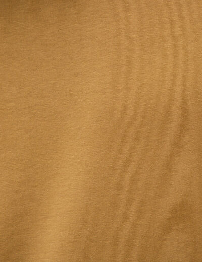 T-shirt cintr&eacute; col rond manches courtes camel femme