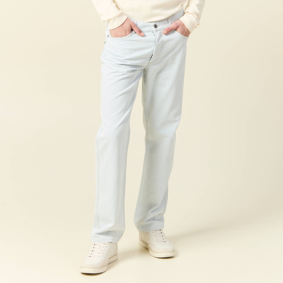 Jeans regular 5 poches denim snow bleach homme