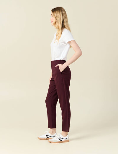 Pantalon cigarette violet foncé femme