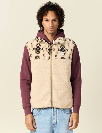 Gilet sans manches zippé ecru homme