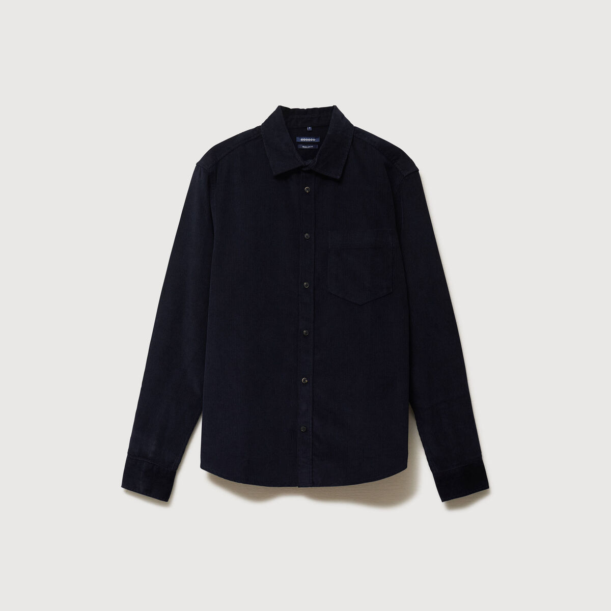 Chemise col classique en velours bleu marine homme