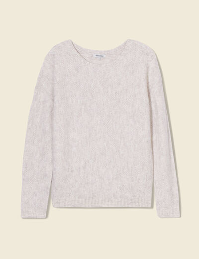 Pull manches longues creme femme