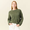 Pull manches longues ajouré vert kaki femme