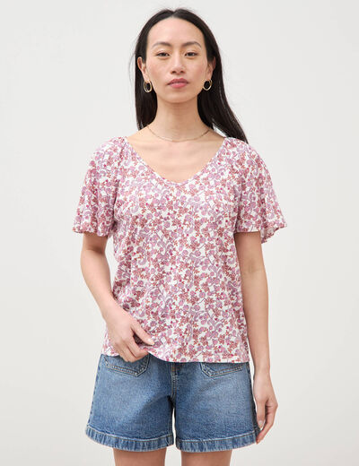 T-shirt manches courtes orange corail femme