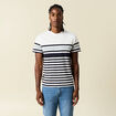 T-shirt ray&eacute; col rond manches courtes bleu marine homme
