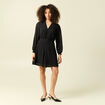 Robe fluide col v manches longues noir femme